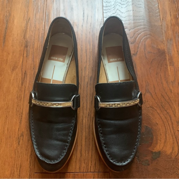 Dolce Vita Black Leather Loafer with Croc Detail - Size 7.5 - Picture 10 of 10